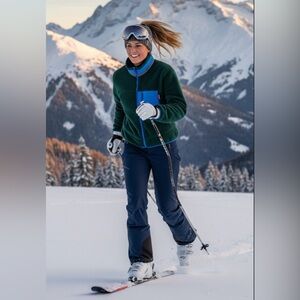 NWOT Denimist Green Blue Colorblock Fleece Zip Up Size Medium